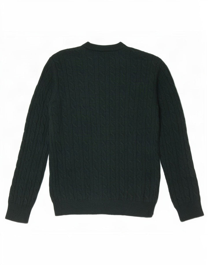 Jack Wills Herren-Pullover mit Rundhalsausschnitt aus mittelgrüner Merinowolle