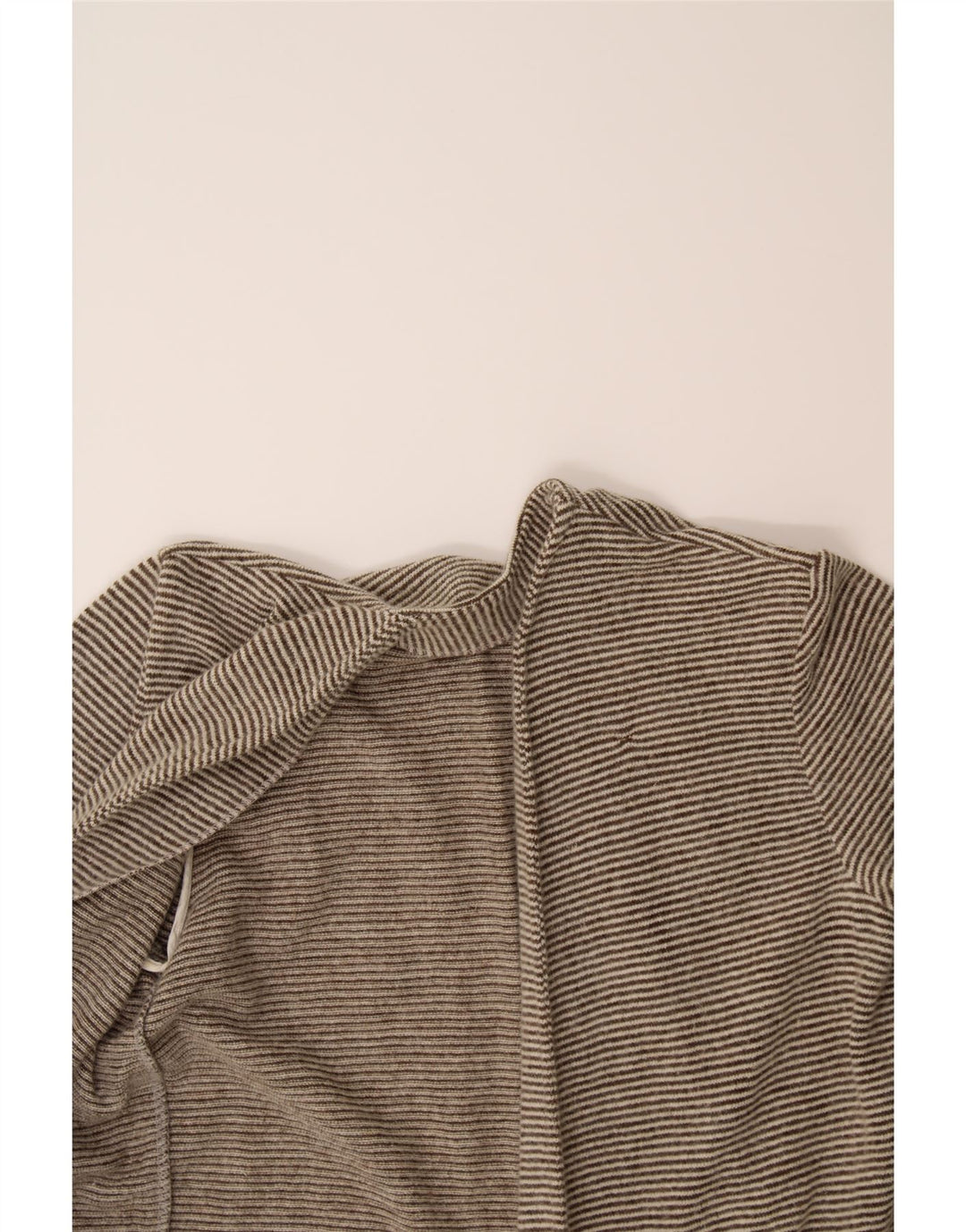 VINTAGE Womens Open Cardigan Sweater IT 44 Medium Beige Striped Wool Vintage Vintage and Second-Hand Vintage from Messina Hembry 