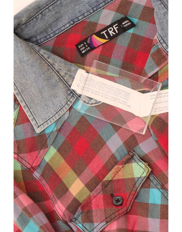 Vintage Womens Flannel Shirt UK 10 Small Multicoloured Check Cotton