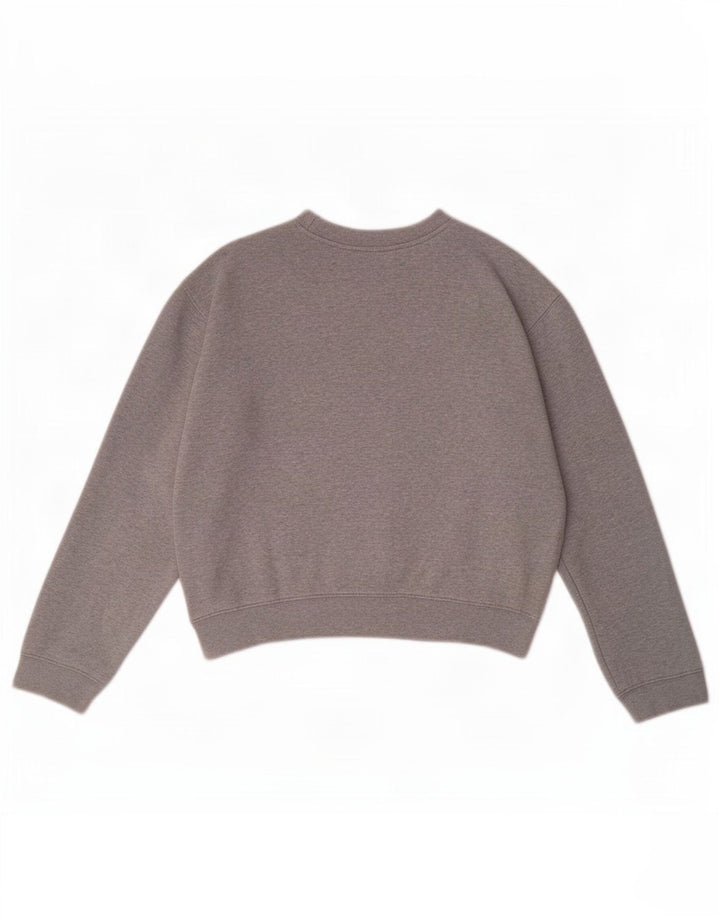 Replay Womens Crop Graphic Sweatshirt Jumper UK 14 Medium Grey Flecked