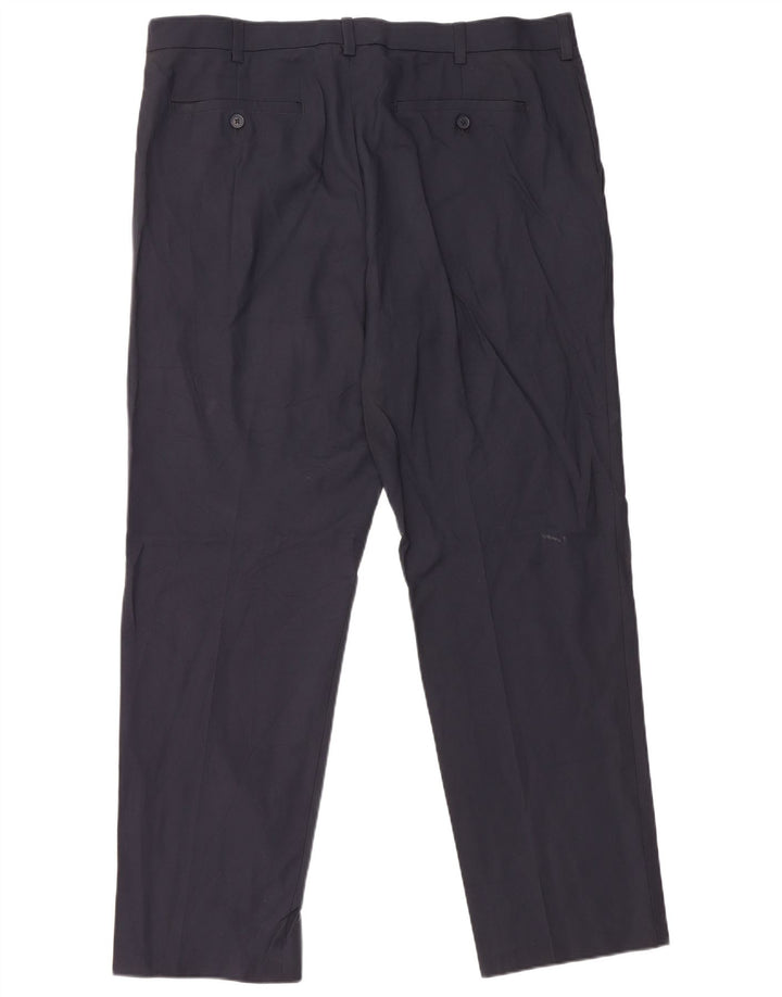 IZOD Mens Straight Chino Trousers W38 L32  Navy Blue Polyester