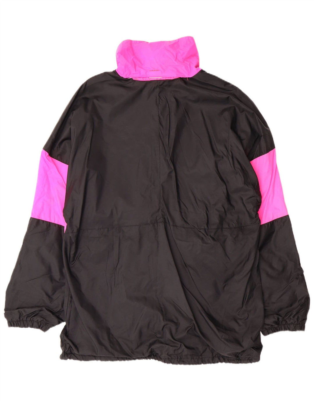 VINTAGE Mens Hooded Anorak Jacket UK 38 Medium Black Colourblock Polyamide