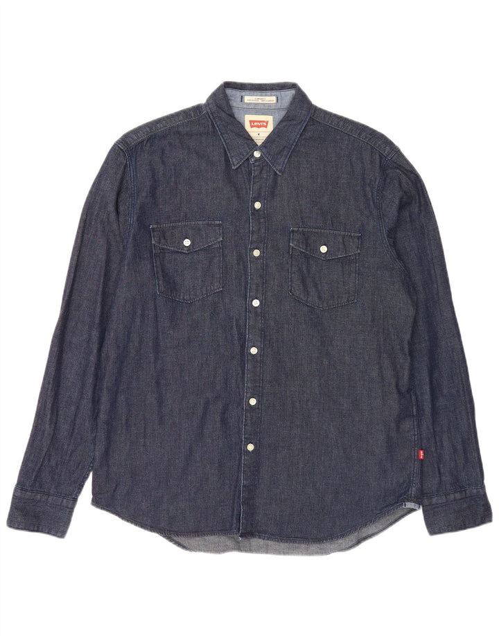 Levi's Mens Standard Fit Denim Shirt Medium Navy Blue Cotton