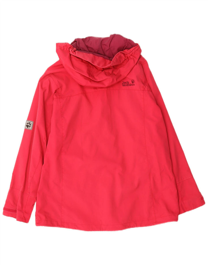 Jack Wolfskin Womens Hooded Rain Jacket UK 16 Large  Red Polyamide