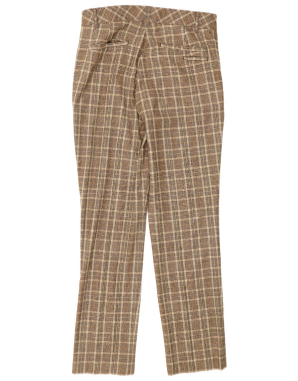 Ted Baker Mens Slim Fit Casual Trousers W30 L32 Brown Check Wool