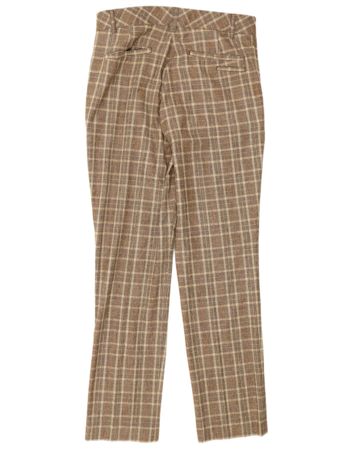Ted Baker Mens Slim Fit Casual Trousers W30 L32 Brown Check Wool