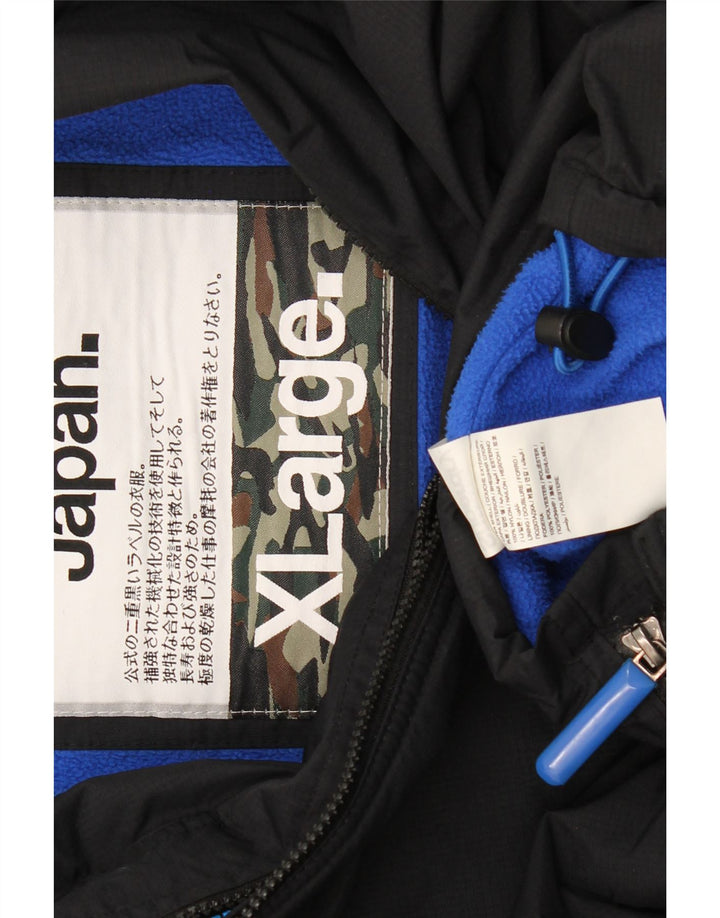 Superdry Mens Graphic Hooded Windbreaker Jacket UK 42 XL Black Polyester