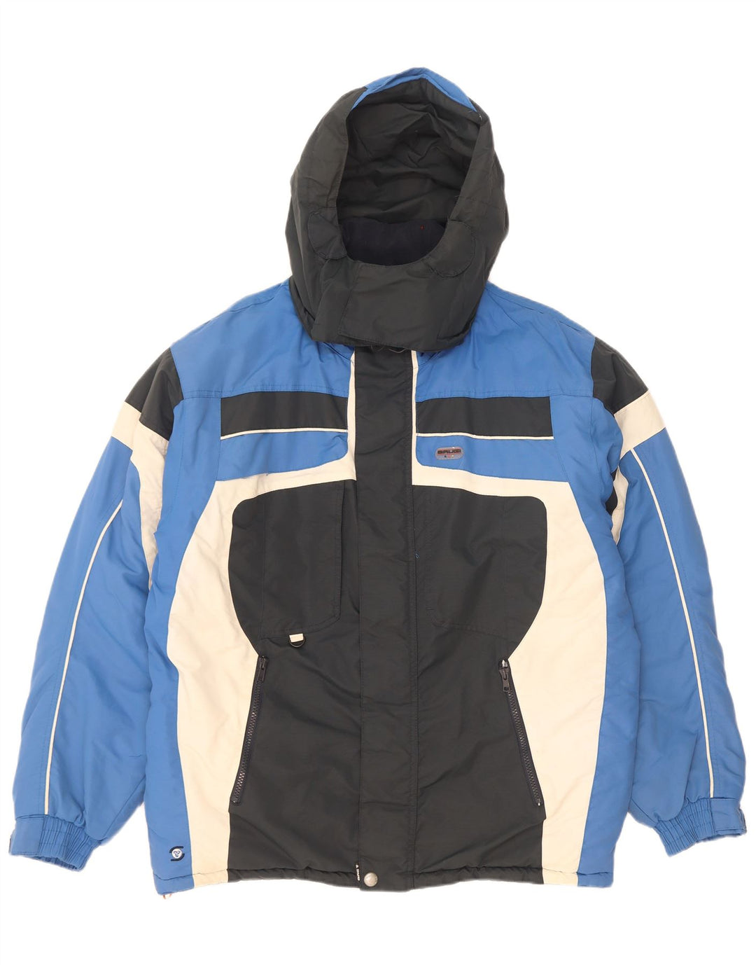 Brugi Mens Hooded Ski Jacket UK 40 Large Blue Colourblock Polyamide