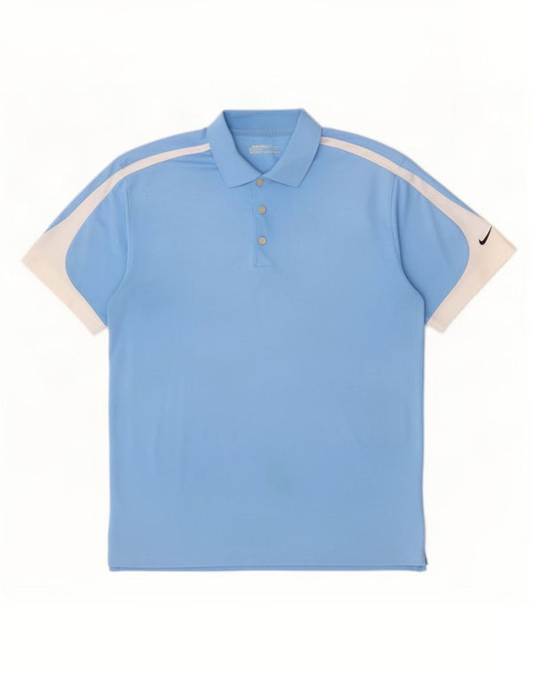 Nike Polo Homme Large Bleu Colorblock Polyester