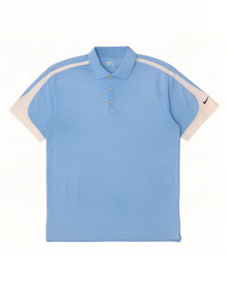 Polo Nike da uomo grande in poliestere color block blu