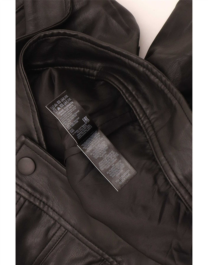 Marks & Spencer Damen-Bomberjacke aus Kunstleder, Gr. 12, mittelschwarz