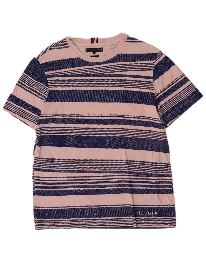 Tommy Hilfiger Mens Regular Fit T-Shirt Top Medium Pink Striped