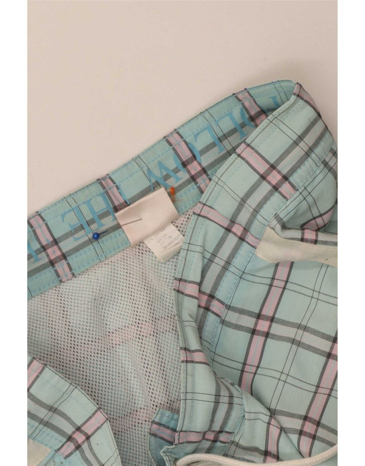 Sundek Mens Swimming Shorts Medium Blue Check Cotton
