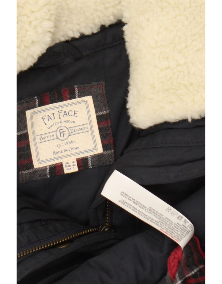 Fat Face Womens Padded Jacket UK 12 Medium Navy Blue Polyester