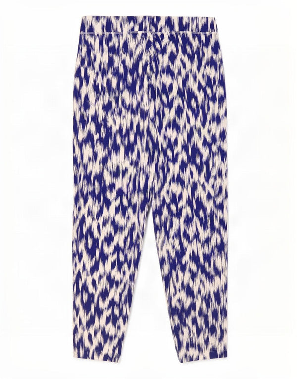 Marks & Spencer Damen Tapered Hose UK 18 XL W36 L28 Blaue Ikat-Viskose