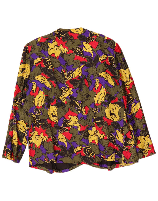 Giacca blazer vintage da donna con motivo astratto UK 16 grande multicolore