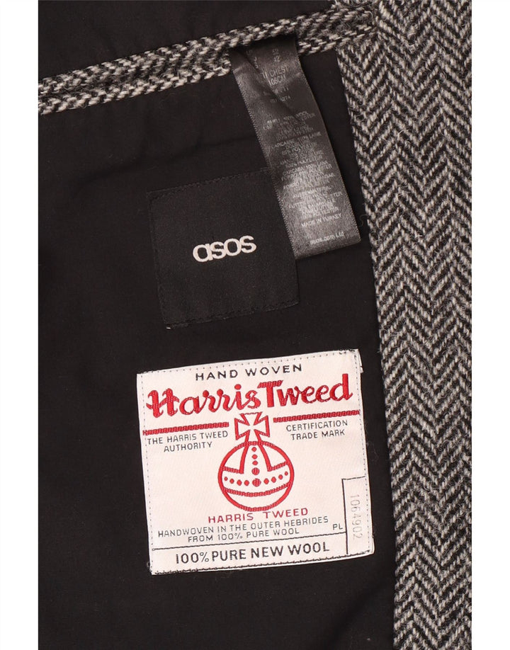 HARRIS TWEED Herre Blazer Jacket UK 40 Large Grey Herringbone Classic