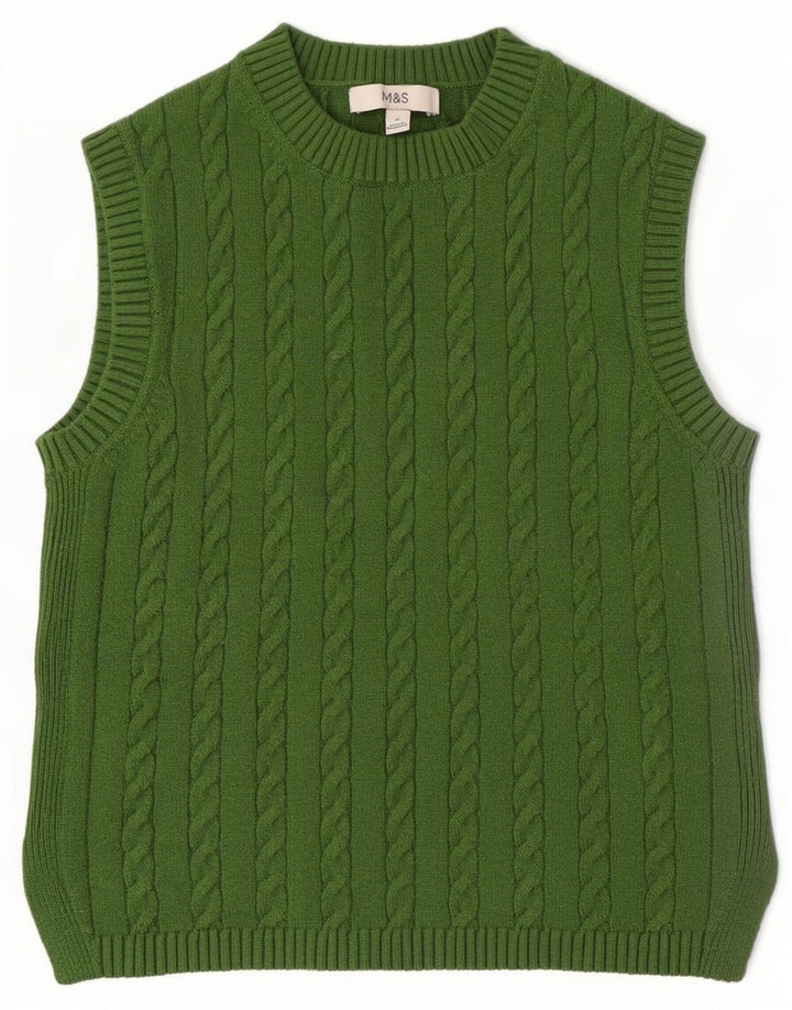 Marks & Spencer Dame Vest Tank Top UK 10 Small Green Polyester
