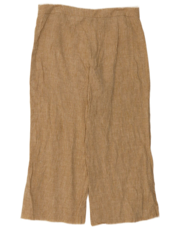 Luisa Spagnoli Womens Wide Leg Cropped Trousers IT 42 Medium W32 L24 Beige