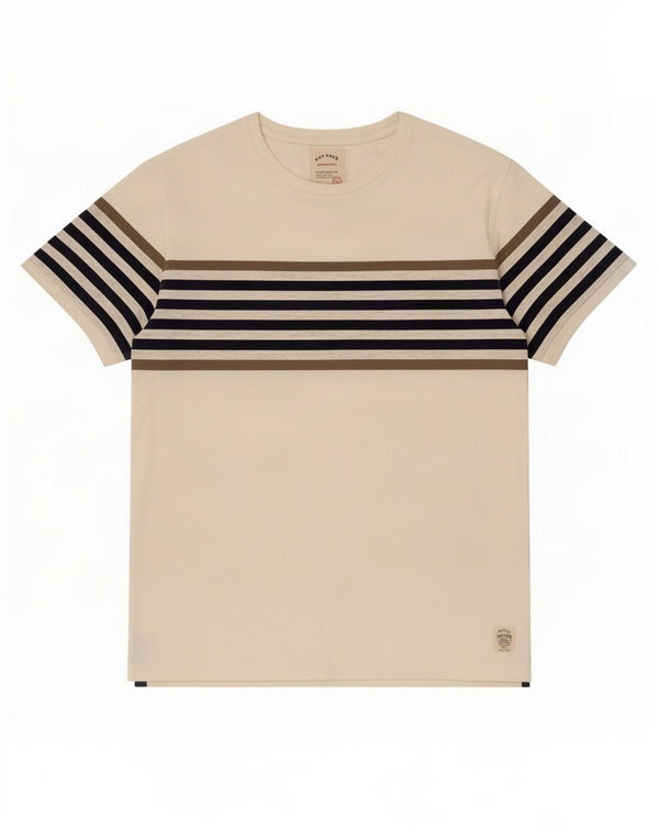 Fat Face Herre T-Shirt Top Medium Hvid Stribet Bomuld