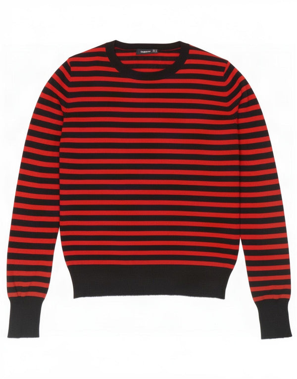 Maglione maglione girocollo da donna Zara UK 12 Modal a righe rosse medie