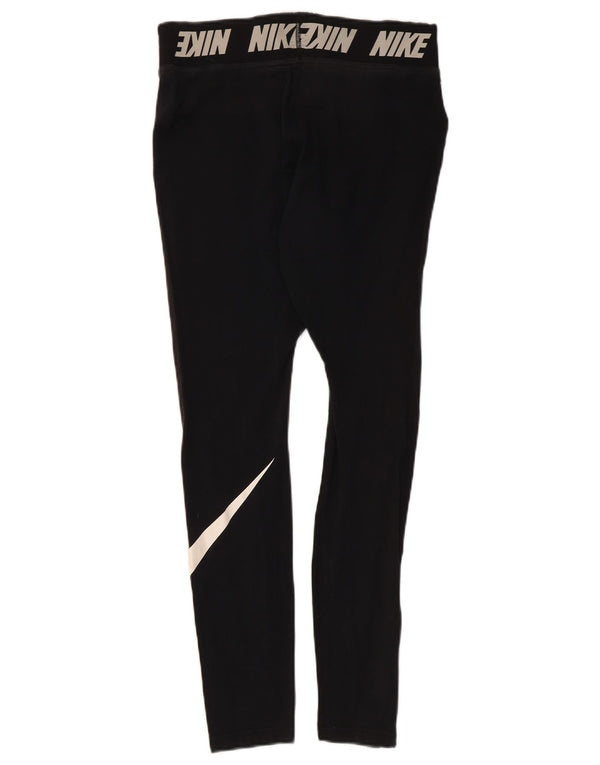 Nike Dame Grafiske Leggings UK 12 Medium Sort Bomuld