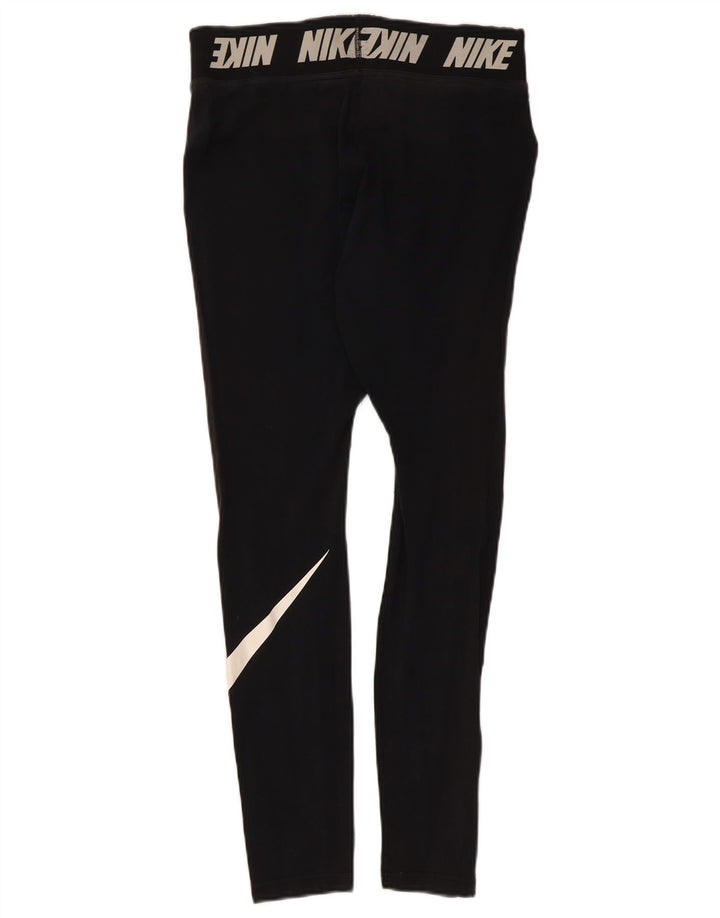 Nike Womens Graphic Leggings UK 12 Medium Black Cotton