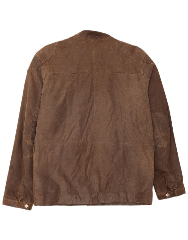 Vintage Mens Motorcycle Leather Utility Jacket UK 38 Medium Brown