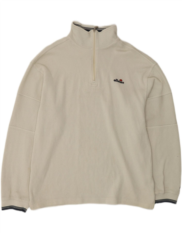 ELLESSE Mens Zip Neck Sweatshirt Jumper XL Grey Cotton