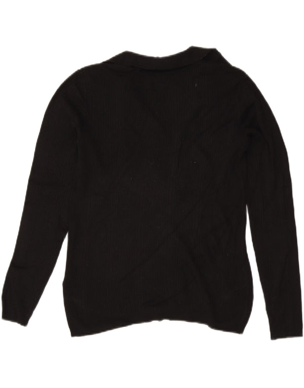 Marks & Spencer Dame Polo Neck Jumper Sweater UK 12 Medium Black Viscose