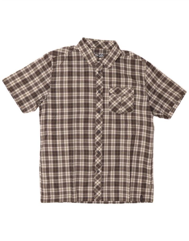 MC KINLEY Mens Short Sleeve Shirt Large Grey Check Polyester