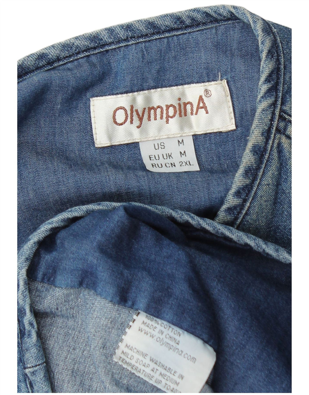 Olympia Herren Denim Utility Gilet UK 38 Mittelblaue Baumwolle