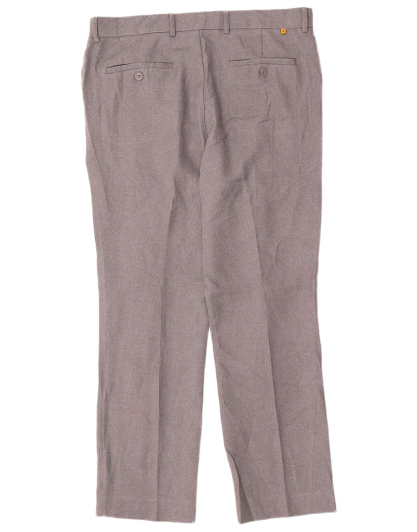 Farah Mens Classic Fit Casual Trousers W36 L29 Grey Polyester