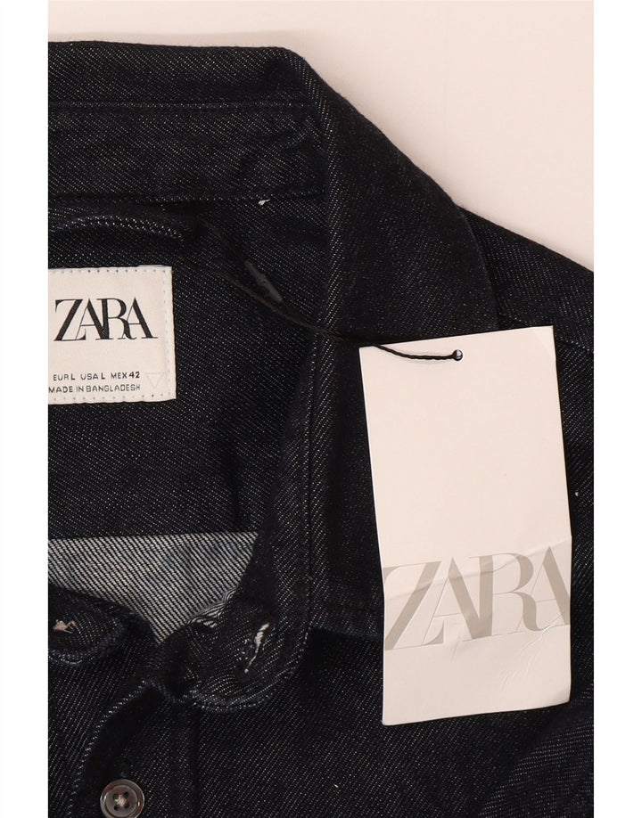 Zara Mens Denim Shirt Large Navy Blue Cotton