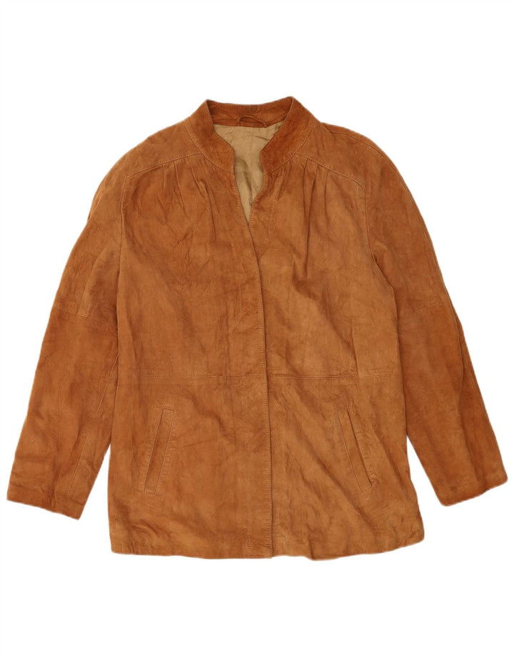 VINTAGE Womens Suede Jacket UK 14 Medium Brown Leather