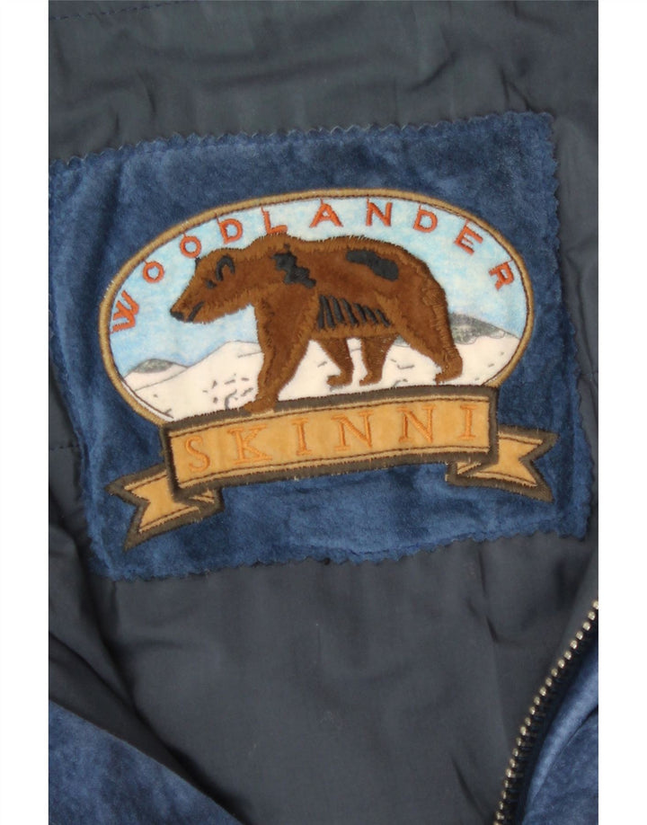 Vintage Mens Suede Jacket IT 50 Large Blue Modal