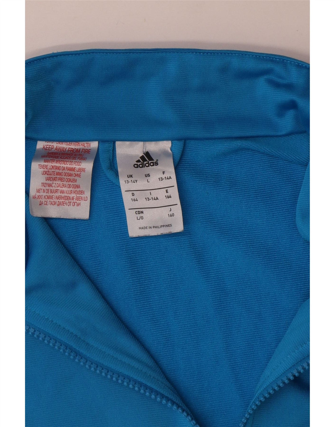 ADIDAS Boys Tracksuit Top Jacket 13-14 Years Blue Polyester