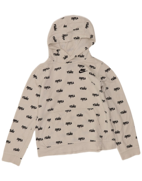 Felpa con cappuccio grafica Nike per ragazze, 12-13 anni, grande, bianca, sportiva
