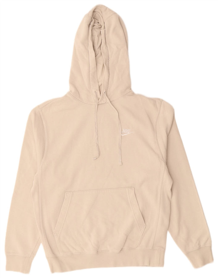 NIKE Mens Hoodie Jumper Small Off White Cotton