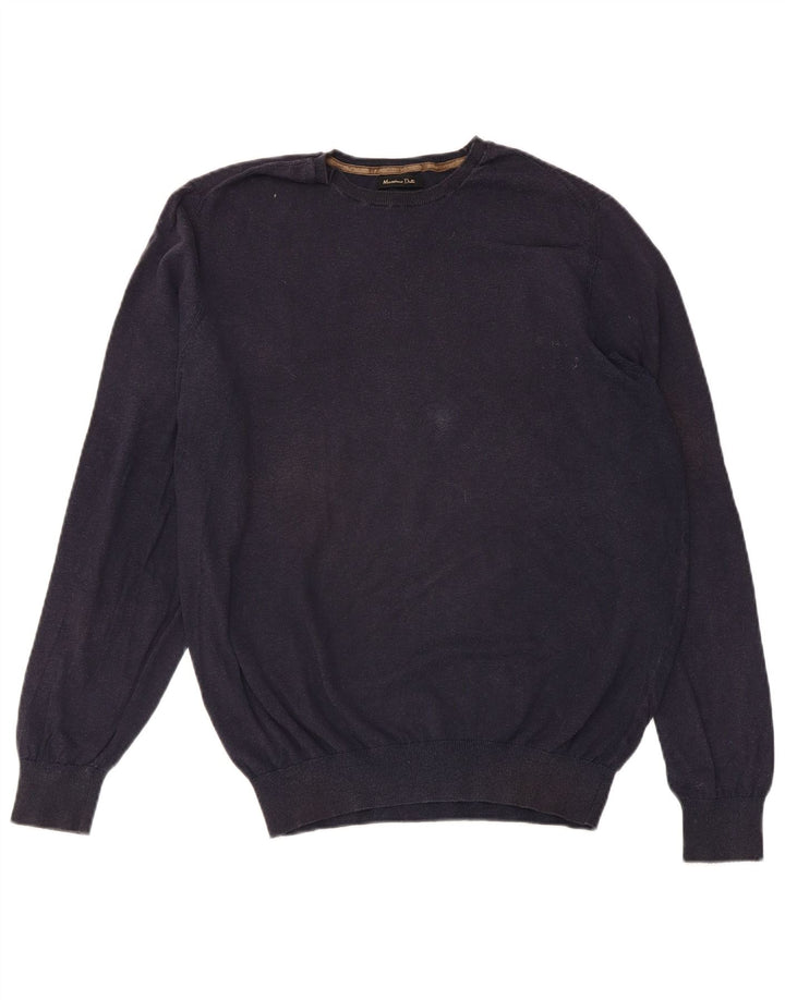 MASSIMO DUTTI Jersey De Cuello Redondo Hombre Algodón Azul Marino Medio