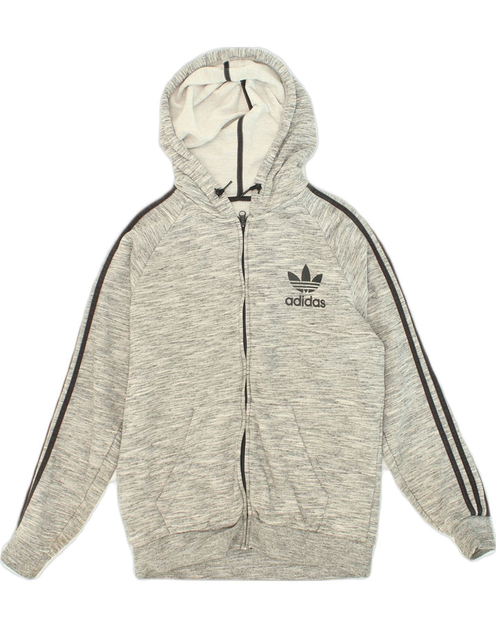 ADIDAS Mens Zip Hoodie Sweater Medium Grey Cotton