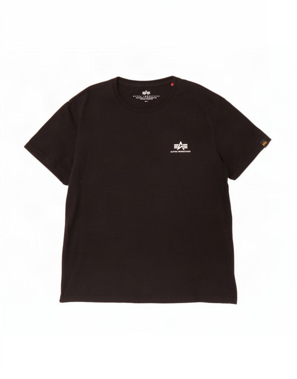 Camiseta masculina Alpha Industries grande algodão preto