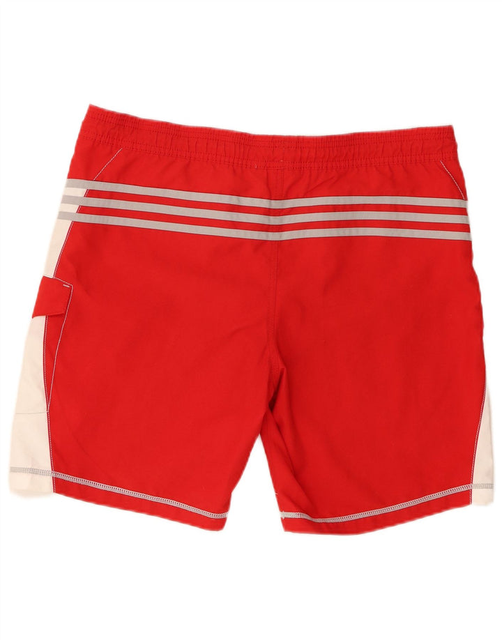 Adidas Mens Graphic Swimming Shorts Small Red Colourblock Polyester