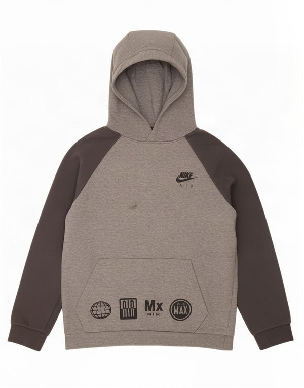 Nike Boys grafikus kapucnis pulóver, 12-13 éves nagy szürke, Colourblock pamut