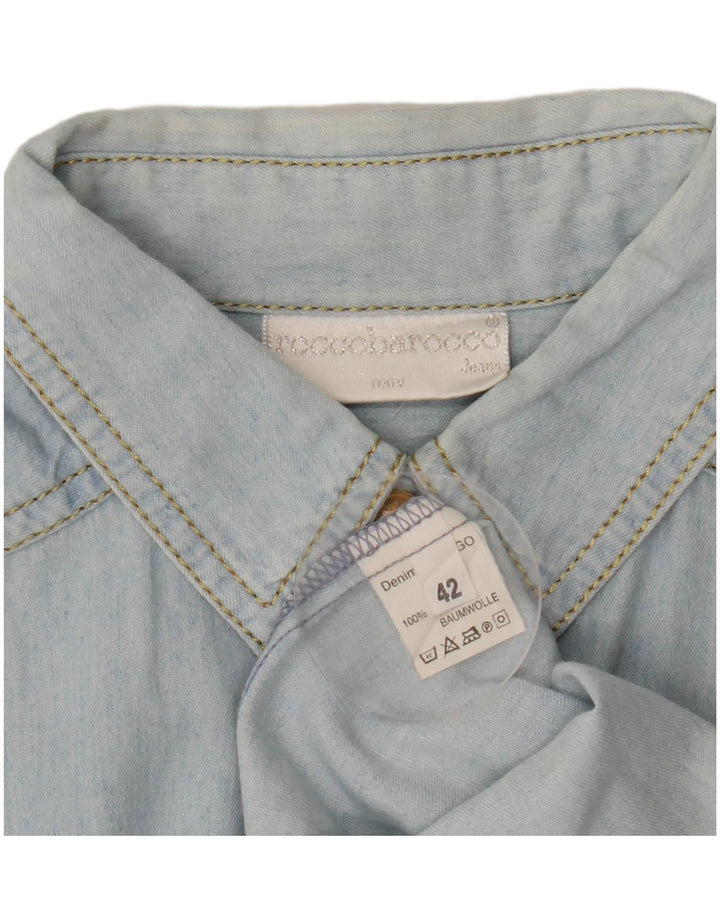 Roccobarocco Damen-Oversize-Jeanshemd IT 42 aus mittelblauer Baumwolle