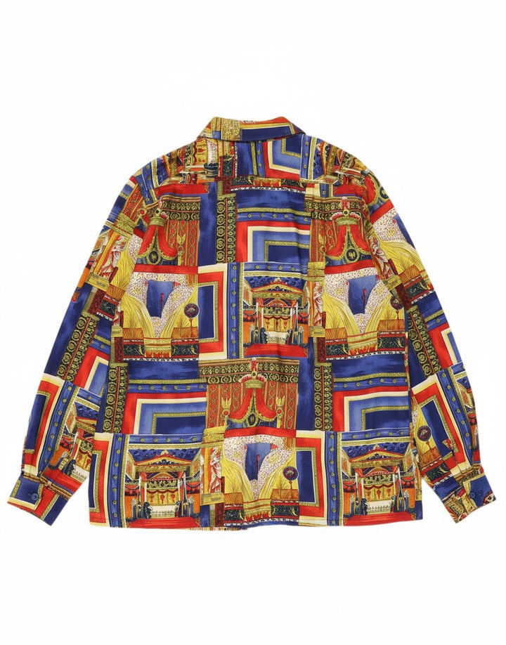 VINTAGE Chemise à motif abstrait pour femme UK 18 XL Multicolore