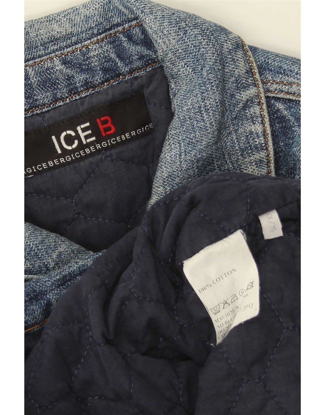 Iceberg Mens Denim Jacket IT 54 2XL Blue Cotton