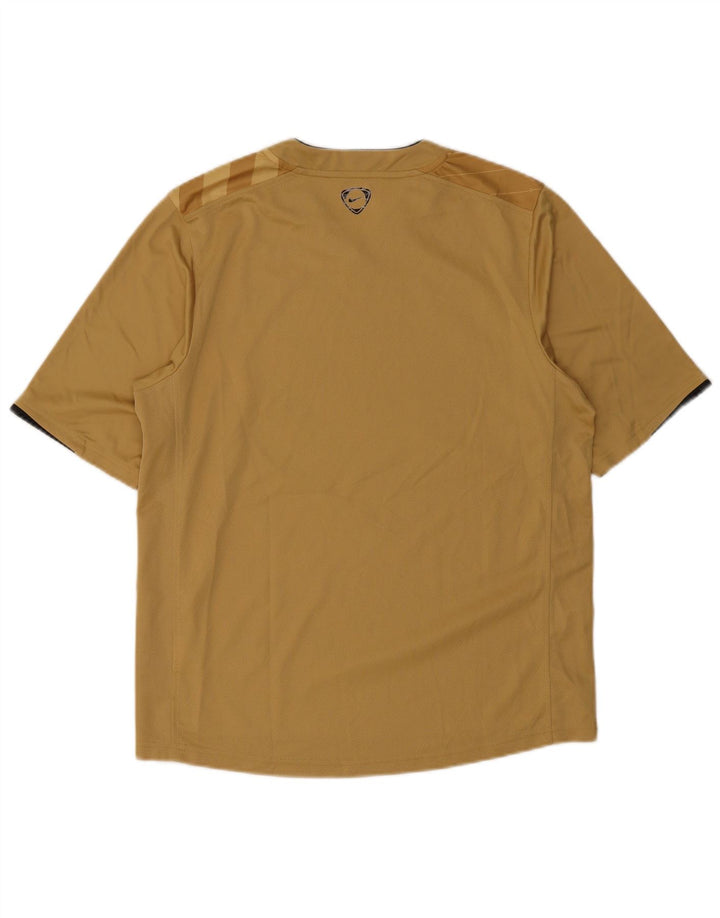 Nike Mens T-Shirt Top UK 39/41 Medium Brown Striped Polyester