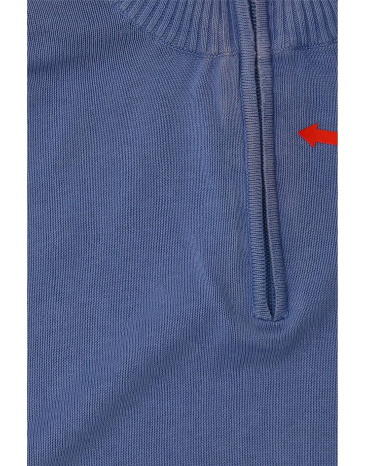MASSIMO DUTTI Mens Zip Neck Jumper Sweater EU 42 Large Blue Cotton Vintage Massimo Dutti and Second-Hand Massimo Dutti from Messina Hembry 