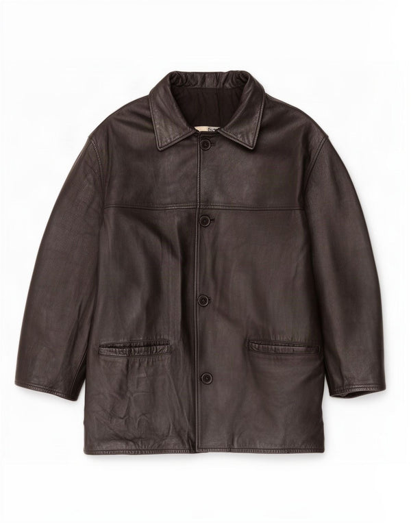 Chaqueta de cuero vintage para hombre IT 52 XL Negro